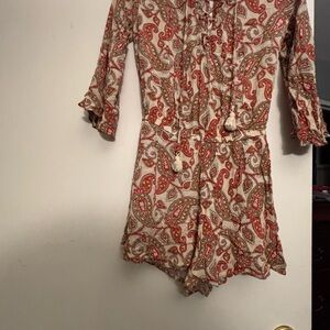 Show Me Your MuMu Red and Brown Paisley Romper